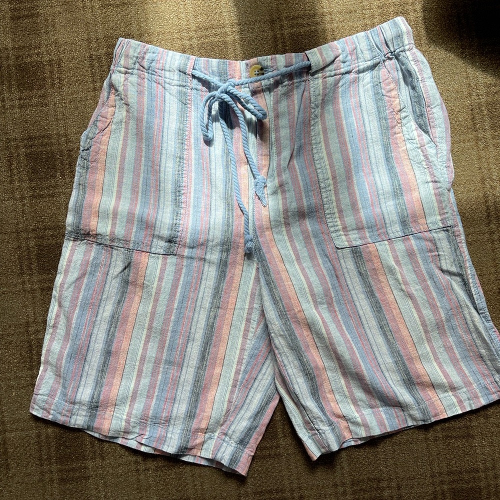 Striped Pastel Shorts, linen blend